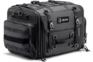 RIDEIRON Motorrad Sitztaschen 40-60L Wasserdicht Hecktasche Motorrad Erweiterbar Reisetasche Motor Rücksitztasche Gepäcktasche Tankrucksack mit Schultergurt