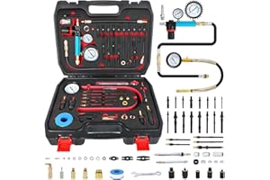 KAISAL 46PCS Compression and Leakage Tester Kit for Petrol & Diesel Engines, Automotive Compression Tester Cylinder Leak Down Pressure Gauge Diagnostic Tool for HDi, TDCi, Pumpe Duse Engine