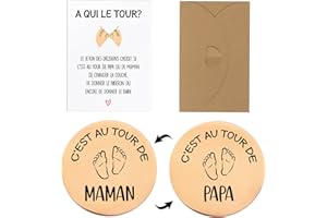 GEBETTER Cadeau Futur Maman Papa 1Pc Jeton des Décisions 1Pc Carte “A QUI LE TOUR” Cadeau Bébé Naissance Baby Shower Nouveaux Parents avec Enveloppe (Pied Rose)