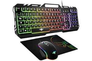 SPIRIT OF GAMER - Pack Gaming 3 en 1 Pro-MK5 - Clavier Gamer RGB Anti-Ghosting - Souris Gamer 7 Boutons RGB 3200 DPI - Tapis Anti-Dérapant - Compatible PC/PlayStation/Xbox