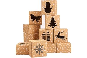Naler Scatole Natalizie 18pcs Scatoline Natalizie per Biscotti, Regali Natale, Confezioni Natalizie, 20×31cm Scatole Regalo Natale
