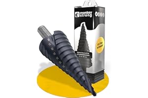 monkeystrong Stufenbohrer [Industrie Qualität | extra scharf] Ø 4-32 mm aus HSS E Co5 Stahl mit AlTiN Beschichtung | Kegelbohrer mit 15 Stufen für Edelstahl, Baustahl, NE Metall & Kunststoff