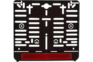 BK-POWERTCS 1x Kennzeichenhalter mit Reflektor Rot (Für at Österreich) für Kennzeichen im Format 210 x 170 mm 21 x 17 cm (für Motorrad Roller) (Mit Rückstrahler Reflektor Rot)