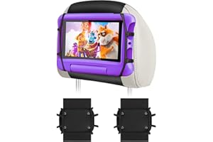 WONNIE Upgraded Car Headrest Mount Holder, Tablet Holder for Kids in Back Seats, Anti-Slip Strap and Holding Net,Angle-Adjustable/Fits All 7-12.9" Tablets(2 Packs)