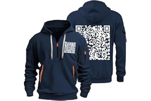GUTOUWAN Funny Hoodies for Men Qr Code Hoodie Fuck You Qr Code Hoodie Zipper Arm Pocket Men'S Sports Large Casual Hoodie，Fleece Sweaters Long Sleeve Thick Sweatshirt Fashion Y2K Clothes for Men