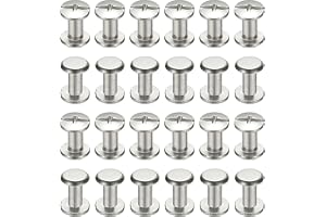 PATIKIL 24 uppsättningar Chicago-skruvar 3 x 6 mm (D x H) Chicago-skruvar Phillips Binding Post Screw Bolts läder rivets 304