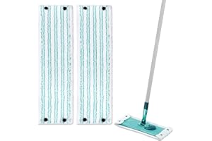 HTTYHT 2 Stück Wischmopp Bezug für Leifheit Clean Twist M Micro Duo 33x15cm Bodenwischer Ersatzbezug für alle Böden Ersatz Wischbezug mit Click-System Mikrofaser Putzlappen ideal für Fliesen und Laminat