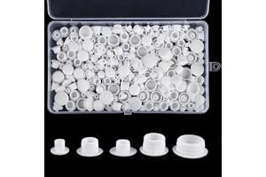 AILUYA 200 stycken skruvskydd för borrhål, vita plastskruvskydd med låda, runda skruvlock i sortiment 5 mm/6 mm, 8 mm, 10 mm/12 mm