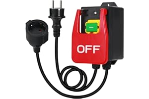 BOSYTRO Monophasé 220 V, Commutateur à Bouton Poussoir, Interrupteur de Sécurité avec prise Interrupteur de machine pour éteindre rapidement la table de fraisage et d'autres appareils (off)