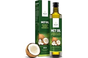 WoldoHealth 500ml MCT Oil 100% huile de noix de coco en bouteille de verre goût neutre C8 C10
