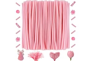OUYIWEIMAOYI 200 Pcs Bastoncini in ciniglia, Scovolini colorati，Steli di ciniglia decorativi,Decorativi in ciniglia Per Artigianato fai da te, Decorazioni, Natale,Creativi lavoretti (Light Pink)