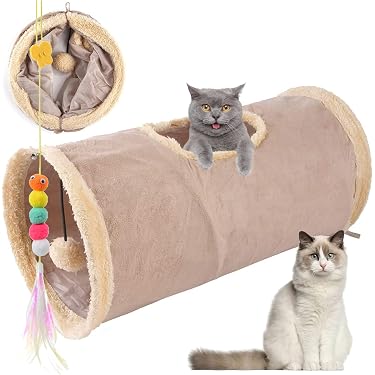 Produktbild von LeerKing Kaninchen Tunnel - Kuscheltunnel Für Kleintiere 15cm & 20cm, Waschbar Mit Metallhaken