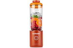 Nutribullet Flex 590ml, Blender Portable avec Couvercle pour Boire, Lames Amovibles, Recharge USB-C, Broie Glace & Fruits Congelés, Dragonne, Mixeur à Emporter avec Gobelet sans BPA, NBP013OR, Orange