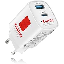 Caricatore HARIBO GaN 65W A 3 Porte – Alimentatore USB-C Compatto Per MacBook, IPhone 17, Galaxy S25, IPad E Laptop (rosso)