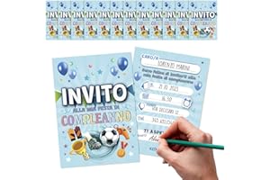 KEÏNELS 32 Pz Inviti Compleanno Bambino Originali – Biglietti Invito Compleanno Bambino Bambini Calciatore – Kit Festa di Compleanno Bimbo Originale - Carta Auguri Regalo Ragazzo - Inviti in Italiano