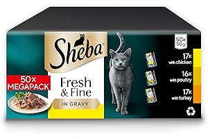 Sheba Cat Wet Food - Fresh and Fine - Cat Pouches Poultry in Gravy - 50 x 50 g Pack