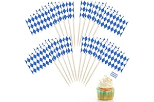 GoldOars 200 Pezzi di stuzzicadenti Decorativi, Bandiere a Quadretti Bianche e Blu con stuzzicadenti per Cupcake Cocktail stuzzicadenti per Frutta per Cupcake Toppers Accessori per Torte di Partito