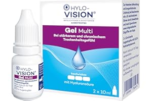 Hylo-Vision Gel Multi Augentropfen – Intensive Befeuchtung & langanhaltende Linderung bei gereizten oder irritierten Augen & starkem Trockenheitsgefühl, hochviskos, geeignet bei Kontaktlinsen, 2x10 ml
