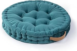 Paco Home Floor Cushion Floor Cushion Seat Cushion Various Colours Indoor Cushion Soft Decorative Round Plain Yoga Meditation Colour: Turquoise Size: 60 x 60 x 8 cm