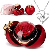 NINESPRING Preserved Natural Eternal Rose, Preserved Rose Box with Necklace Gift, Romantic Roses Gift with Women Mother's Day