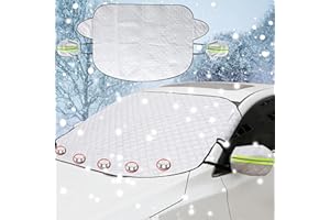 Omevett Magnetic Frost Anti Fog Car Windshield Cover with Two Mirror Covers Thick Winter Snow Ice Shield for Cars SUVs and Trucks Against Sun UV Dust 148x116cm