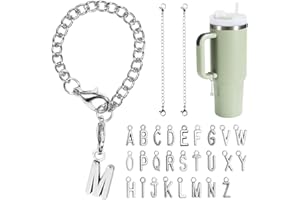 OUZHOU Letter Charm Accessories for Stanley Cup 2PCS 26-Initial Name ID Personalized Handle Charm for Stanley Tumbler