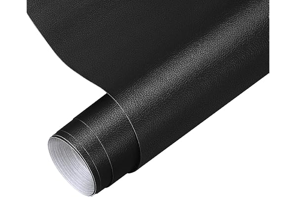 Simili Cuir Autocollant, 60 x 300 cm Patch Cuir Auto-adhésif Rénovation, Kit Reparation Cuir pour Canapés, Sièges de voiture, Meubles - Noir