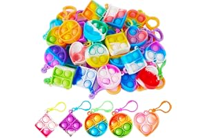 30 st mini pop push it leksak nyckelring och pop bubbel sensorisk fidget | Med sensoriska leksakskedjor för silikontryck mot stress ångestlindrande leksaker