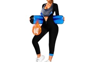 Mulnall Sauna Suit for Women Sweat Suit Waist Trainer for Weight Loss 4 IN 1 Slimming Full Body Shaper Sauna Jumpsuit Workout Vest with Shorts
