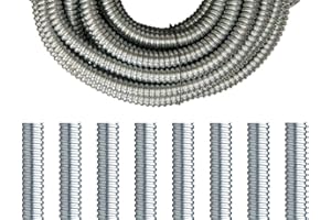 FLEX-IT FLEXIBLE CONDUIT 12mm Quality Plain Galvanised Steel Metal Flexible Conduit - 10 Meter Coil - Trade Size 12mm - Internal 10.0mm - IP40 - Low Fire Hazard - High Mechanical Strength - Highly Flexible