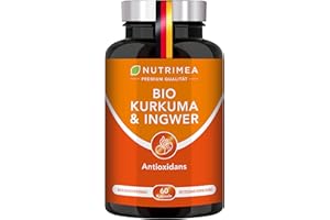 ‎PLASTIMEA DETOX INGWER & KURKUMA - 100% BIO & VEGAN - Kapseln Hochdosiert mit 95% Extrakt | Curcuma 100% VEGAN | Höchste Bioverfügbarkeit & Curcumin Gehalt