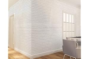 RHP 3D Tapete Wandpaneele Selbstklebend Ziegelstein Wasserdicht Wandaufkleber Tapete Wandpaneele selbstklebend Moderne Wandverkleidung in Steinoptik schnelle & leichte Montage (10 Stück, Weiß)