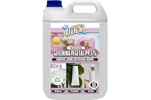 Viks | GLICERINA VEGETAL 99,5% PURO | Para uso cosmético: jabones, geles, champús, cremas | Hidrata pelo y cabello | Glicerol incoloro y soluble en agua y alcohol | 5 Litros