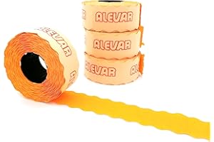 ALEVAR 26 x 12 blíster 10 rollos etiquetas para preciadora, naranja fluorescente permanente, 1000 etiquetas por rollo, total 10.000 etiquetas