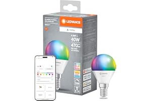 LEDVANCE SMART+ MATTER LED-Lampe, kompatibel mit Google, Alexa, Apple, weiße Frost-Optik, 4,9W, 470lm, E14, Farblicht & Weißlicht, App- oder Sprachsteuerung, bis zu 20.000 Std. Lebensdauer,single pack