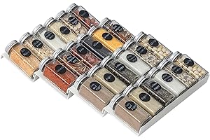 Fiambrera Rangement Epices Cuisine pour Tiroir, Étagère à Épices pour Tiroirs organisateur epices Grande Capacité Extensible de 29,5 cm à 59 cm, Lot de 4, Plastique