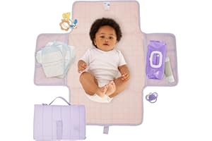 Matelas à Langer Bébé Hylat Baby - Léger et Compact, Imperméable en PEVA - Réducteur Toilette Enfant - Sac à Langer avec Fermetures Velcro Sécurisées et Poignées de Transport Pratiques