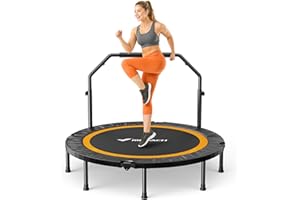 MERACH Trampolin Fitness Adultos - 102cm/122cm Camas Elasticas Plegables De Pulgadas con Carga Máxima De 330 LB, Cama Elastica Fitness Silencioso para Entrenamiento Físico