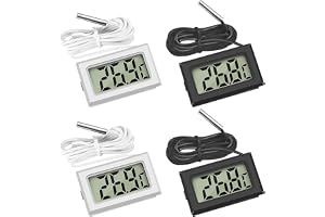 4x Digital LCD Thermometer Temperature Monitor with External Probe for Fridge Freezer Refrigerator Aquarium (2x Black 2x White)