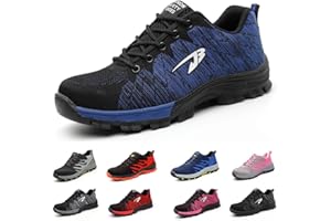 SNUGNAP Zapatos de Seguridad Hombre Mujer Trabajo Punta de Acero Calzado de Seguridad Deportivo Ligeros Zapatillas de Seguridad Transpirable Comodo Negro Azul Gris 35-48 EU