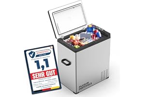 PLUG IN FESTIVALS Tragbar, elektrische Kühlbox - Kompressor Gefrierbox bis -20 Grad - Kühlbox Auto - Camping Kühlschrank - Powerstation zum Kühlen - 12V 230V - 65 Liter