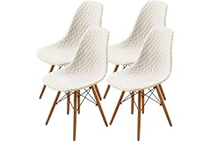 SHENGYIJING Esszimmerstühle Abdeckungen 2/4/6 Stück,Stil Shell Esszimmerstuhl Mid Century Modern Stuhl Sipcover,Gepolsterte Dining Accent Side Stuhlhussen (Creme,4 Pieces)
