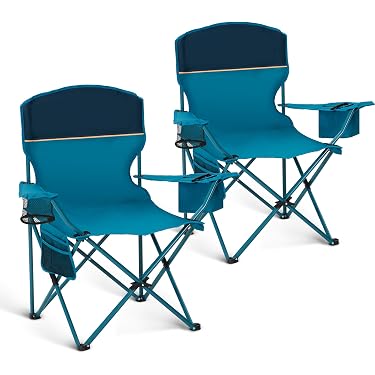 Chaise Pliante LORESJOY Pour Camping – Cadre Acier 150 Kg, Tissu Oxford 600D, Filet Latéral, Se Plie En 36x11x13,5 Cm
