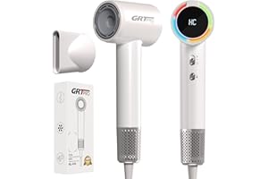 GRT PRO Seche Cheveux Professionnel Ionique 2200W Mini Sèche Cheveux Silencieux 200 Millions D'ions Négatifs - 340g Compact et Léger Contrôle par Capteur Intelligent Séchage Rapide Maison, Voyages, Gymnase