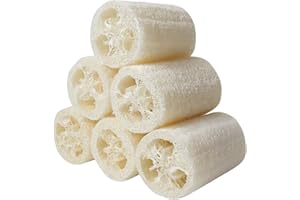 CESHMD 6 esponjas de luffa naturales, 10 cm, pepino, para eliminar la piel muerta, para el cuidado del cuerpo, baño y ducha, para la cocina, esponja de luffa natural exfoliante (blanco - b)