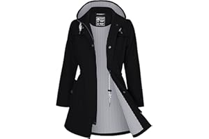 ATLASLAVA Regenjacke Damen Lang Wasserdicht Kapuze Regenmantel übergangsjacke Trenchcoat Outdoor Mantel