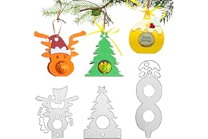 Nayyana® Lot de 3 matrices de découpe de Noël - Boîte cadeau - Pochoirs à gaufrer pour bricolage, scrapbooking, bricolage, décoration pour élan, sapin de Noël, boîte de découpe