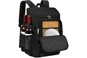 NEWHEY 30L Mochila Nevera Impermeable Mochila de Refrigeración Bolsa Térmica Aislada Grandes Alimentos Mochilas de Picnic Almuerzo Ligera Acampar Barbacoa Senderismo Negro