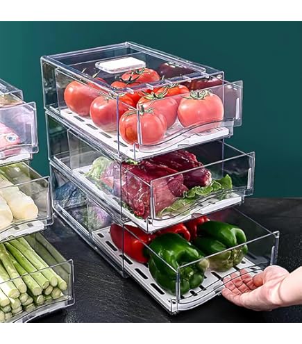 NUOBESTY Gefrierkorb Organizer - Stapelbarer Kunststoffkorb Mit Abflusslöchern