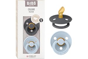 Chupete BIBS Colour Anatomical, paquete de 2, chupete sin BPA, Pezonera anatómica. Látex natural, Hecho en Dinamarca. Talla 1 (0-6 meses), Iron/Baby Blue